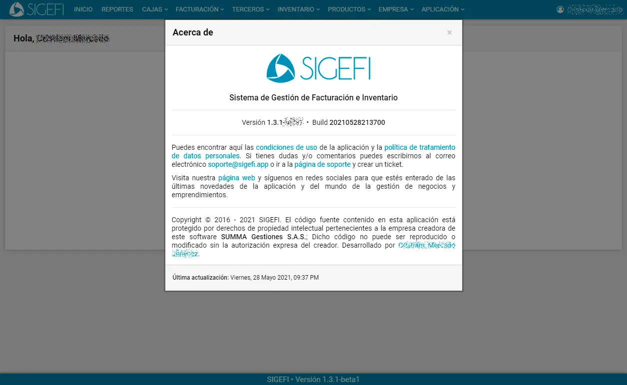 Seguridad y soporte de SIGEFI